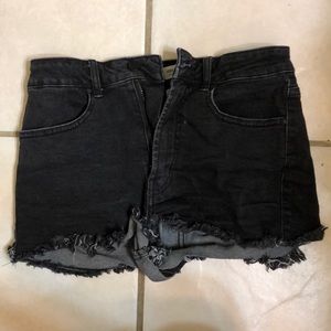 Forever 21 Black Ripped Jean Shorts